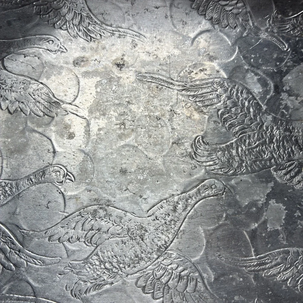 VTG Aluminum Tray 13.5 L 9.25 W 1 H Birds In Flight Goose Or Pheasant Design